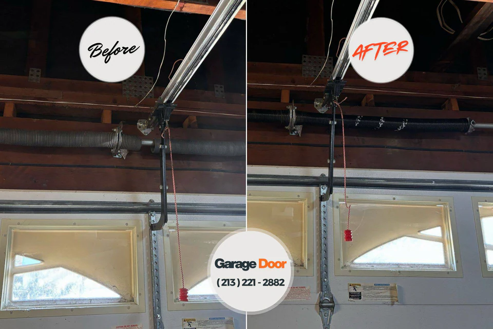 Before and after: garage door repair Fitchburg, MA